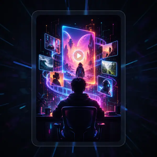 Bright futuristic footwear poster preview illustrating a creative poster workflow