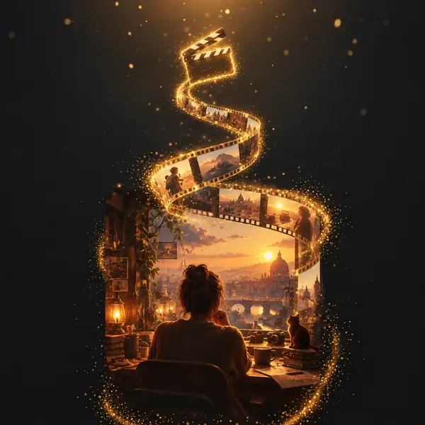 Creative poster concept shown alongside a refined written prompt