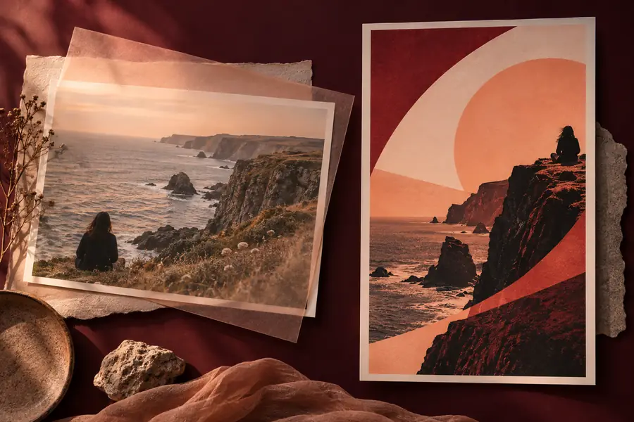 Creative poster concept presented alongside a visual reference